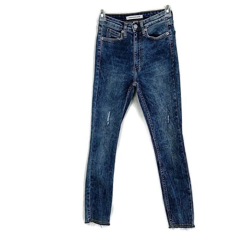 Calvin Klein Womens sz 24 Jeans Skinny Med‎ Acid Wash Denim